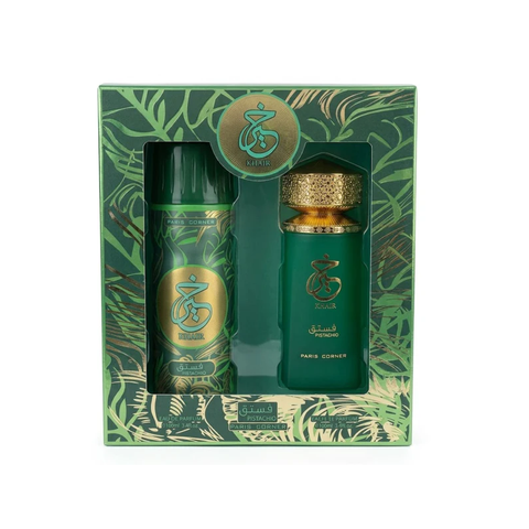 Set Perfume Khair Pistachio EDP 100 ML + Perfumed Spray 200 ML Paris Corner
